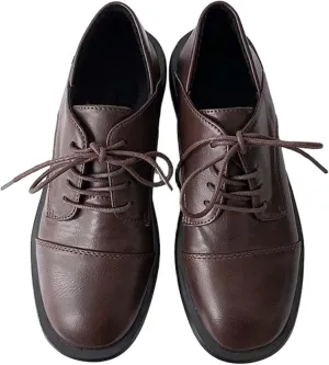 Women's Lace up Flat Shoes, Cute Round Toe Student Shoes, Oxford Girl's Lightweight Uniform Flat Shoes