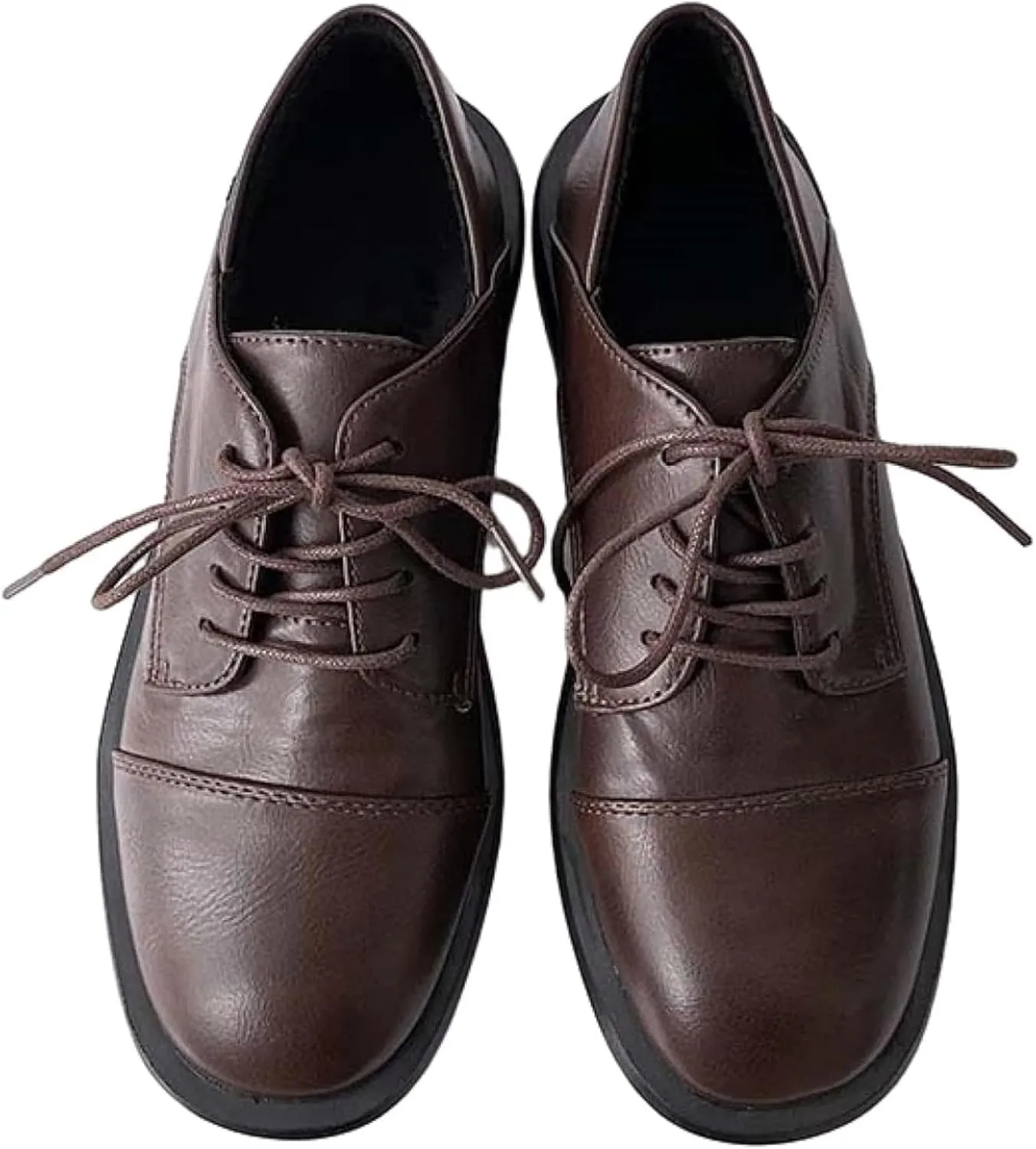 Women's Lace up Flat Shoes, Cute Round Toe Student Shoes, Oxford Girl's Lightweight Uniform Flat Shoes