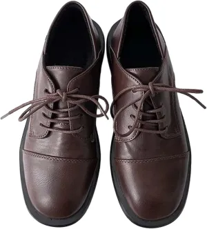 Women's Lace up Flat Shoes, Cute Round Toe Student Shoes, Oxford Girl's Lightweight Uniform Flat Shoes