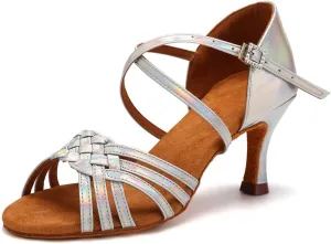 Women's Latin Dance Shoes Satin Practice Performance Ballroom Bachata Salsa Professional Dance Shoes,Model 3032-6B