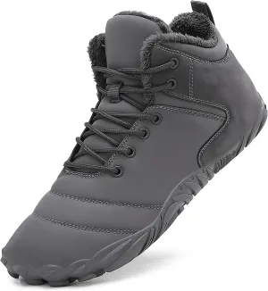 Women's Men's Winter Barefoot Shoes Warm Fur Lined Hiking Footwear Water-Resistant Snow Boots for Outdoor Hiking Cycling Camping