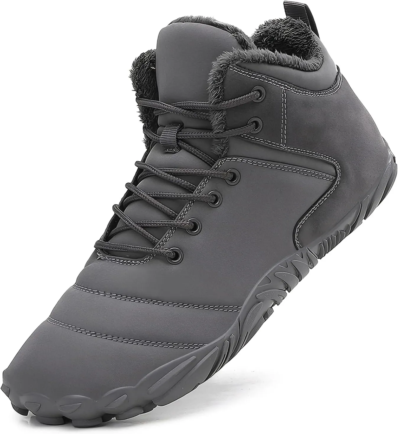 Women's Men's Winter Barefoot Shoes Warm Fur Lined Hiking Footwear Water-Resistant Snow Boots for Outdoor Hiking Cycling Camping