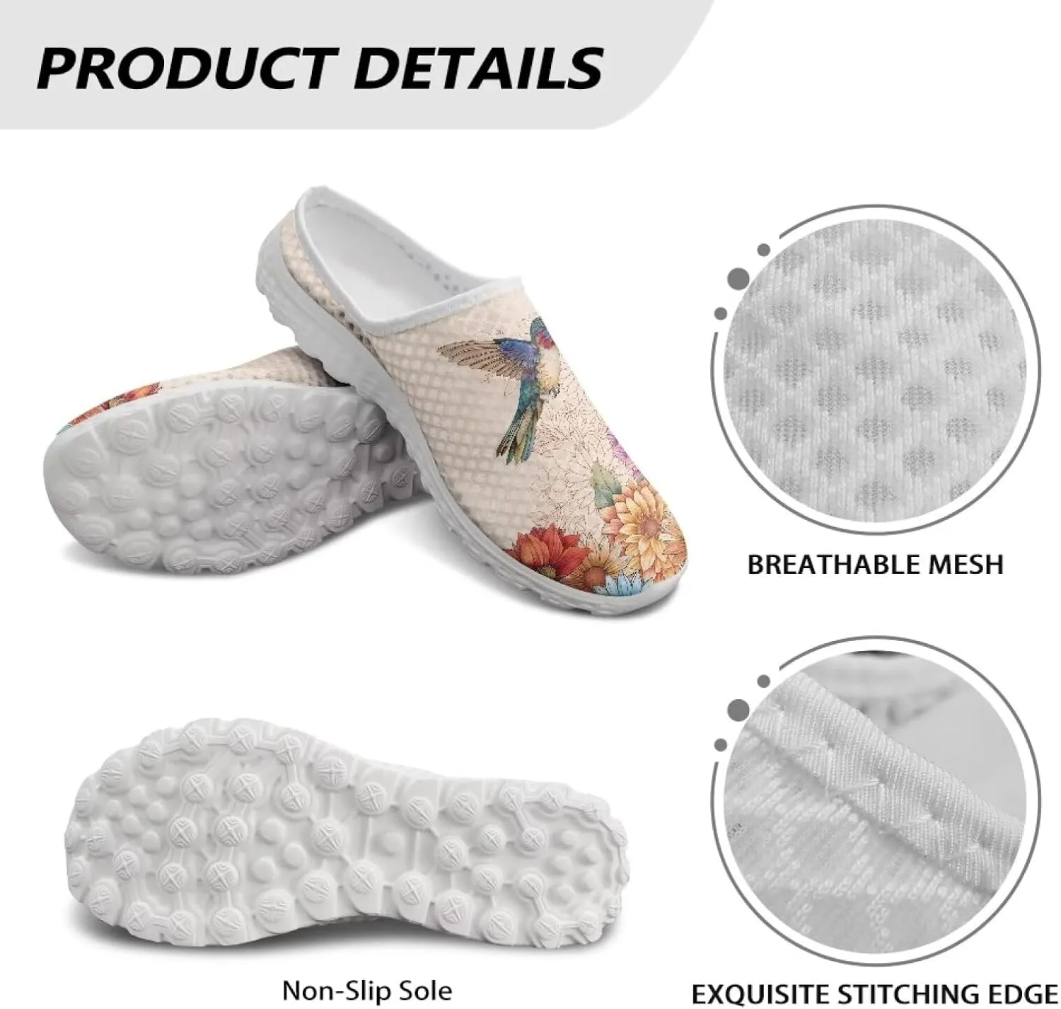 Womens Mules & Clogs Garden Shoes Backless Sneakers - Non-Slip Summer Mesh Slippers Non-Slip Outdoor Walking Shoes