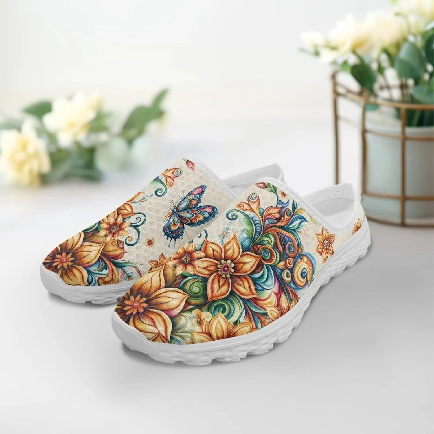 Womens Mules & Clogs Garden Shoes Backless Sneakers - Non-Slip Summer Mesh Slippers Non-Slip Outdoor Walking Shoes