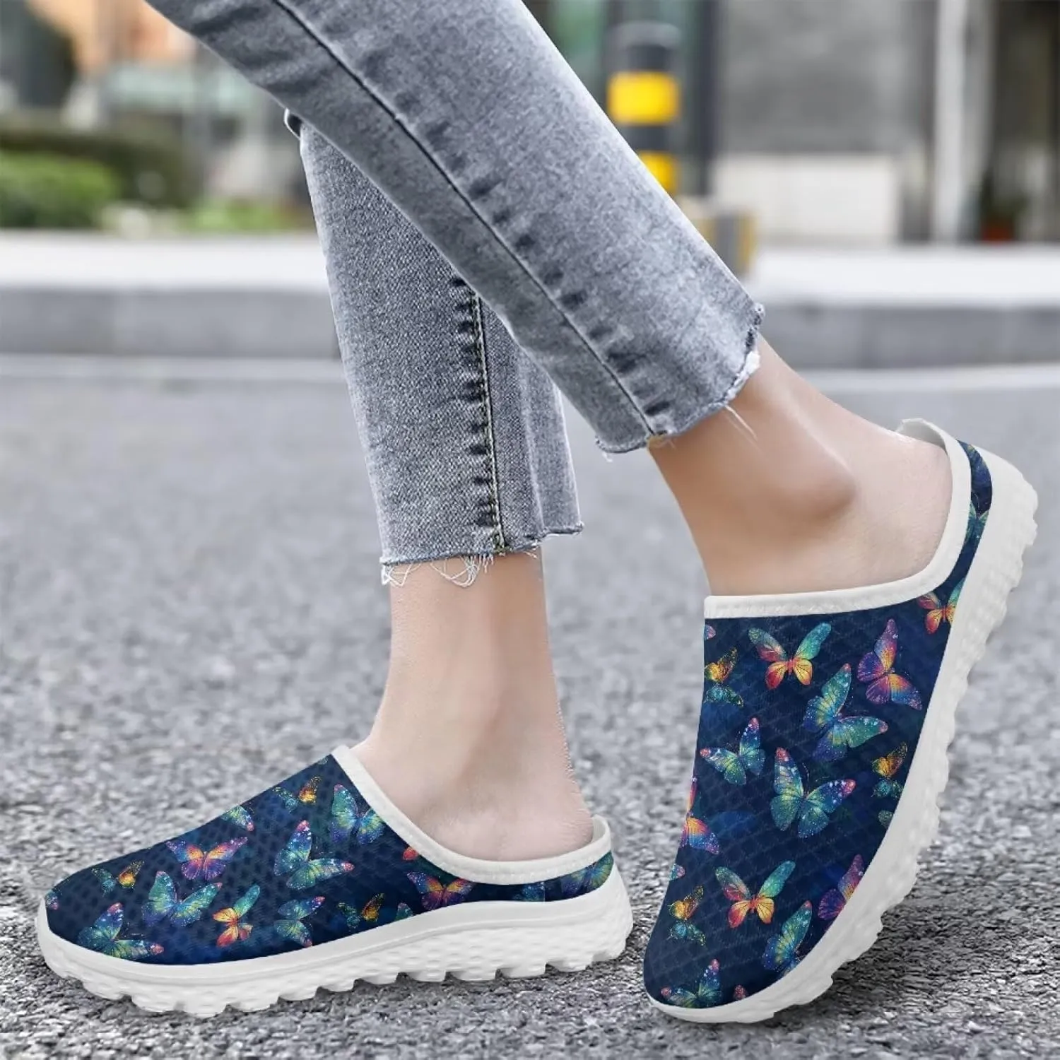 Womens Mules & Clogs Garden Shoes Backless Sneakers - Non-Slip Summer Mesh Slippers Non-Slip Outdoor Walking Shoes