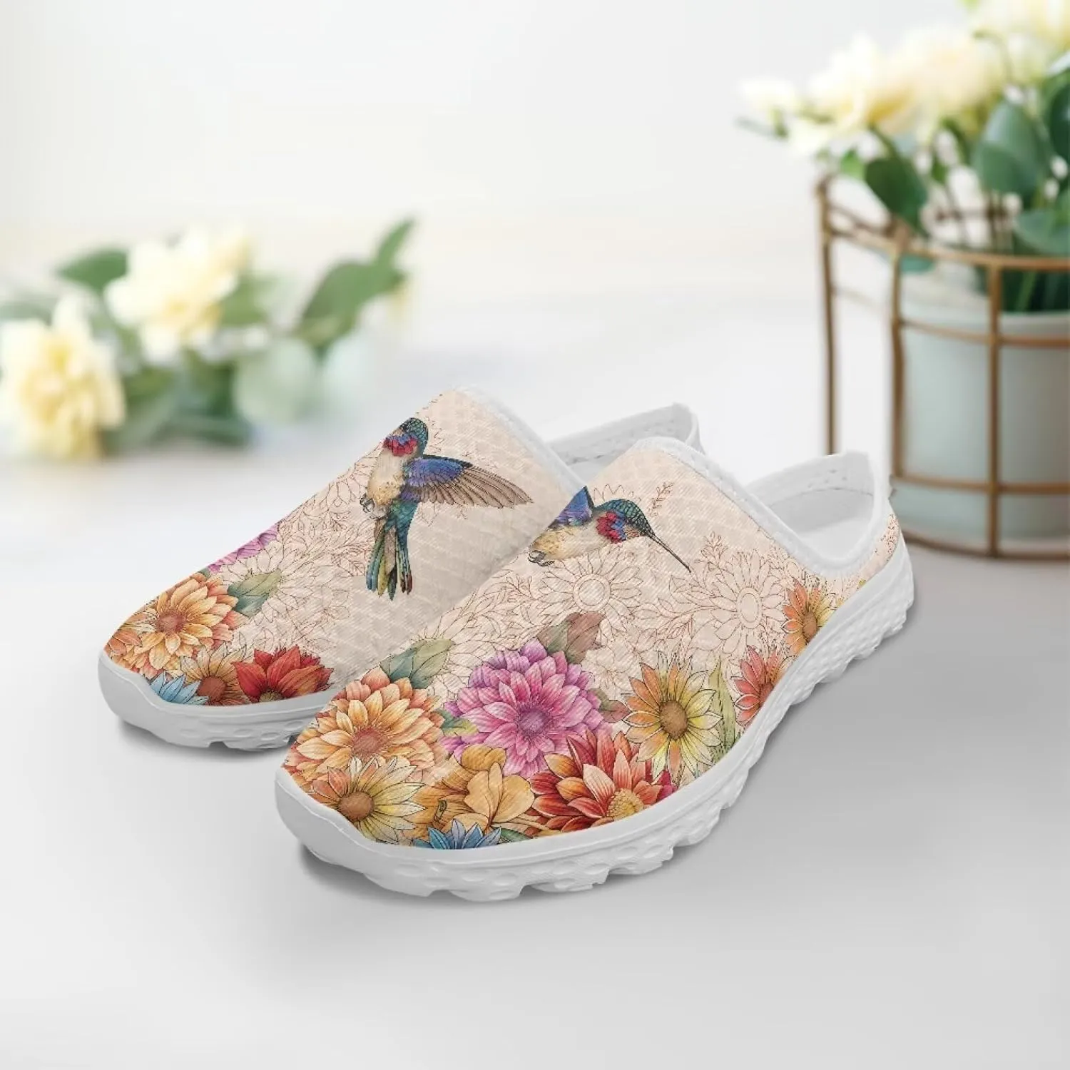 Womens Mules & Clogs Garden Shoes Backless Sneakers - Non-Slip Summer Mesh Slippers Non-Slip Outdoor Walking Shoes
