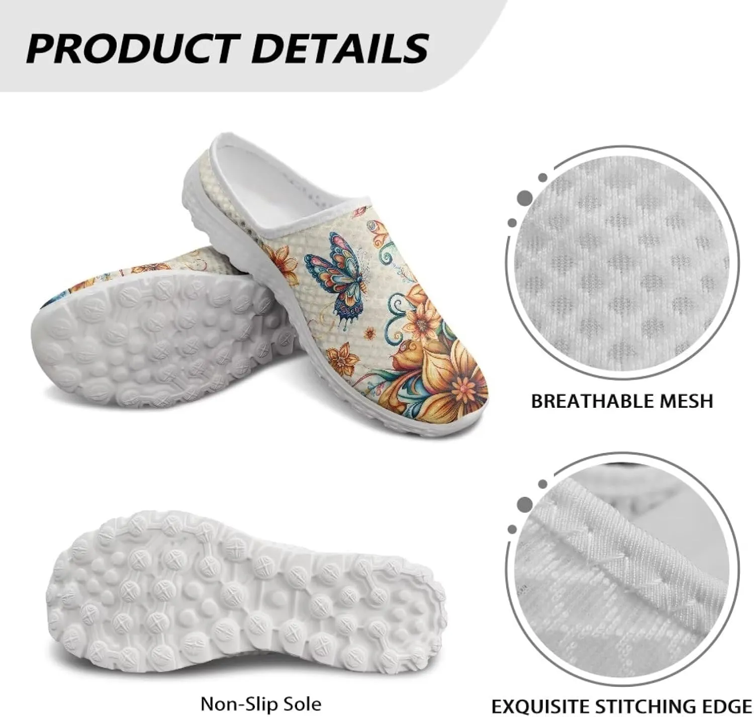 Womens Mules & Clogs Garden Shoes Backless Sneakers - Non-Slip Summer Mesh Slippers Non-Slip Outdoor Walking Shoes