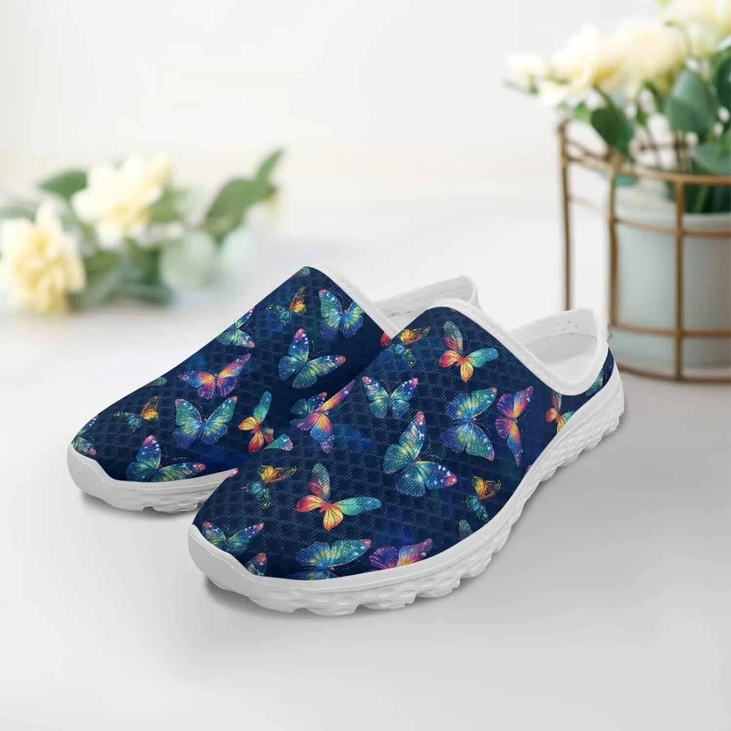 Womens Mules & Clogs Garden Shoes Backless Sneakers - Non-Slip Summer Mesh Slippers Non-Slip Outdoor Walking Shoes