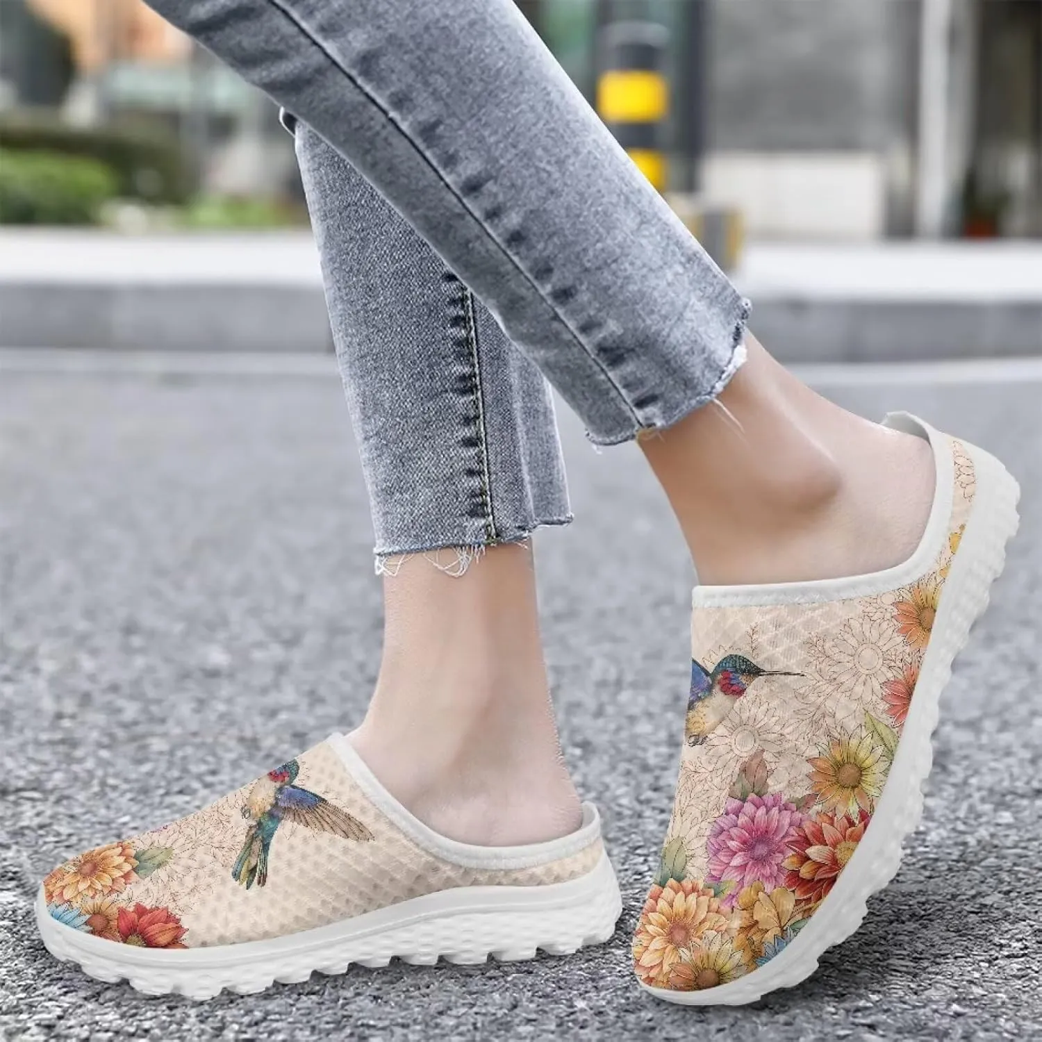 Womens Mules & Clogs Garden Shoes Backless Sneakers - Non-Slip Summer Mesh Slippers Non-Slip Outdoor Walking Shoes