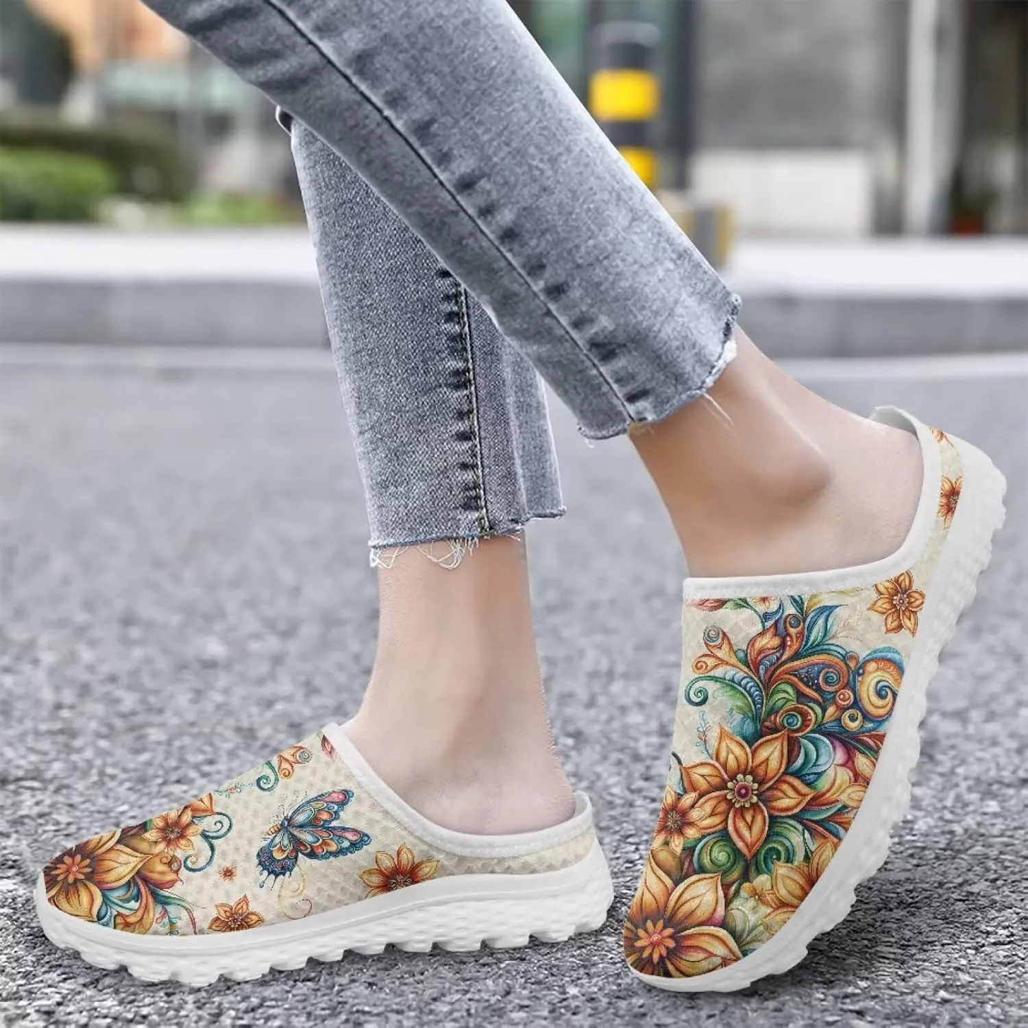 Womens Mules & Clogs Garden Shoes Backless Sneakers - Non-Slip Summer Mesh Slippers Non-Slip Outdoor Walking Shoes
