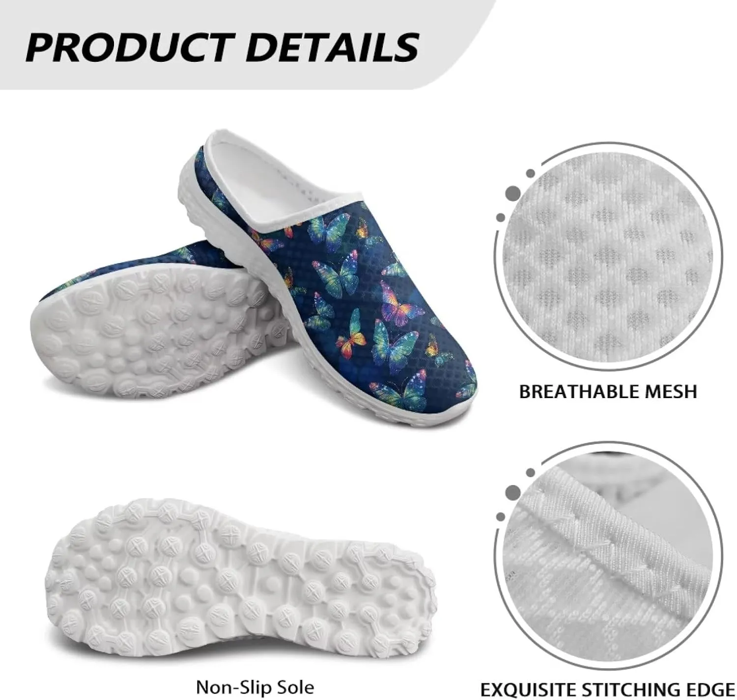 Womens Mules & Clogs Garden Shoes Backless Sneakers - Non-Slip Summer Mesh Slippers Non-Slip Outdoor Walking Shoes