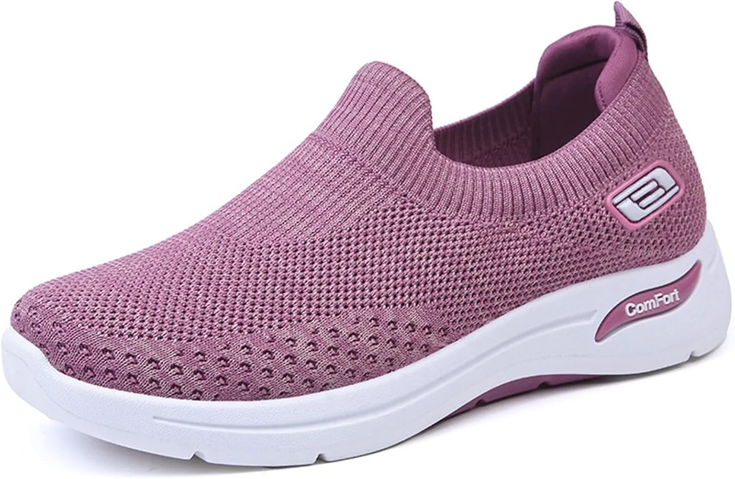 Women's Orthopedic Sneakers Breathable with Arch Support Slip on Mesh Knitted Flying Woven Low Top Work Walking Shoes Lightweight Wide Width Soft Sole Arch Support Non-Slip Casual Shoes