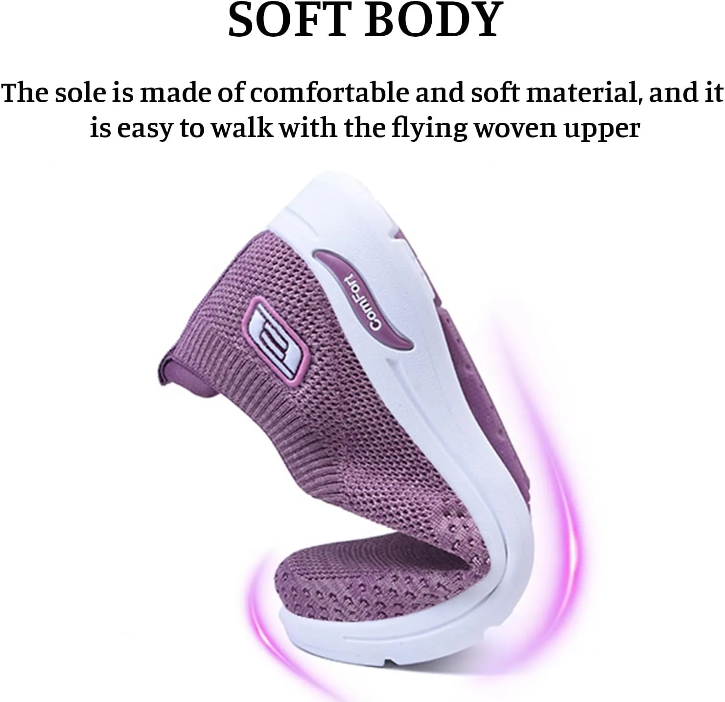 Women's Orthopedic Sneakers Breathable with Arch Support Slip on Mesh Knitted Flying Woven Low Top Work Walking Shoes Lightweight Wide Width Soft Sole Arch Support Non-Slip Casual Shoes