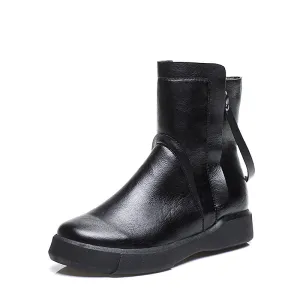 Women's platform zipper boots fur lining winter warm ankle boots