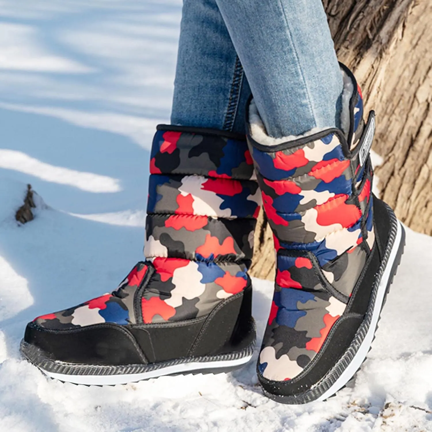 Womens Snow Boots Size 9 Wide Botas Para Mujer De Invierno Confort Waterproof Snow Boots for Women Pink Fur Boots Womens Tennis Shoes for Snow Walking Early Prime of Day Deals