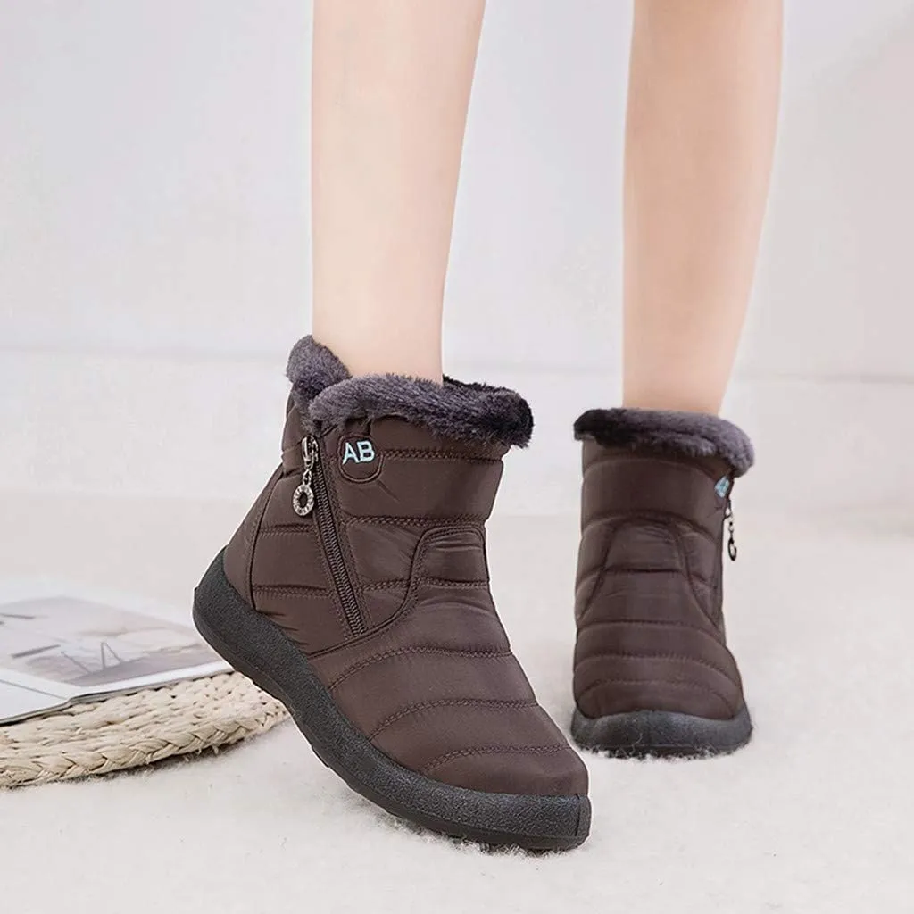Women's Snow Boots Waterproof Insulated Fur Boots Waterproof Walking Shoes Cold Weather Furry Fluffy Short Snow Boot
