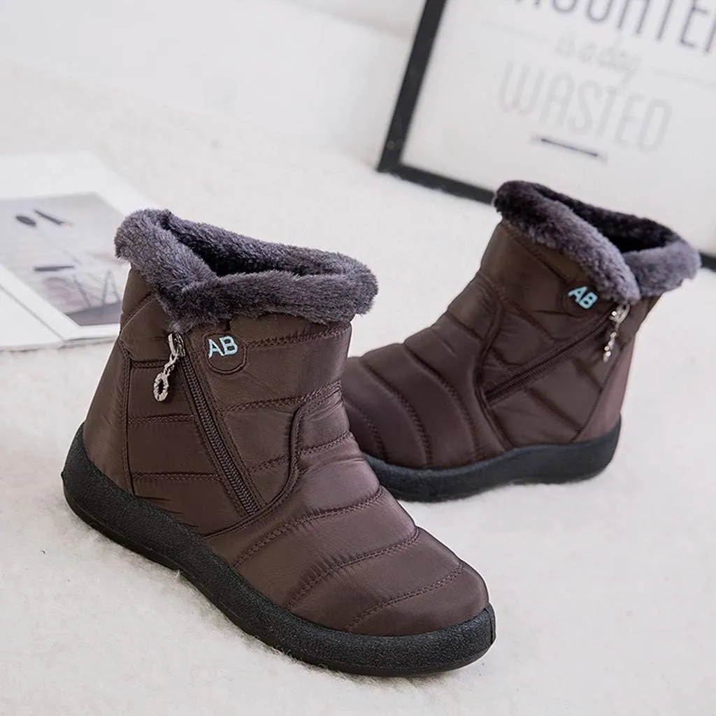 Women's Snow Boots Waterproof Insulated Fur Boots Waterproof Walking Shoes Cold Weather Furry Fluffy Short Snow Boot