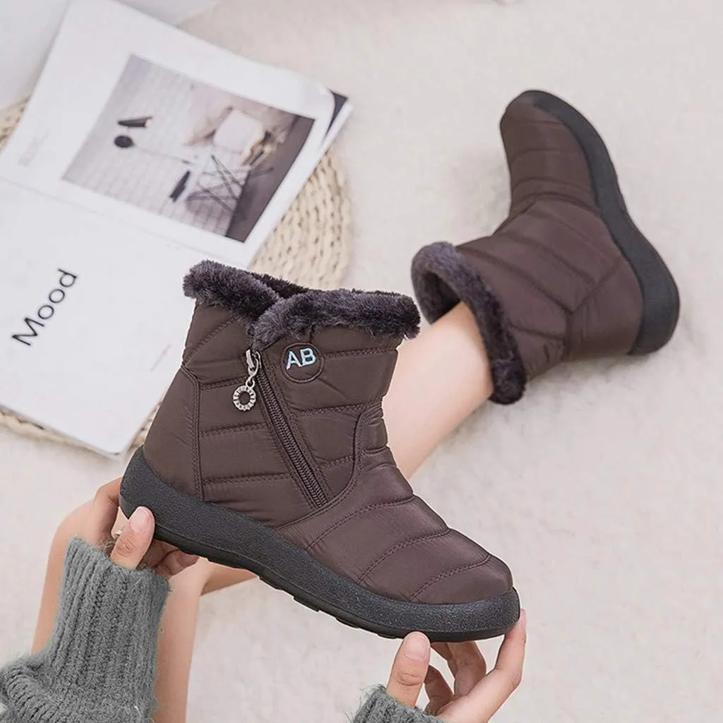 Women's Snow Boots Waterproof Insulated Fur Boots Waterproof Walking Shoes Cold Weather Furry Fluffy Short Snow Boot