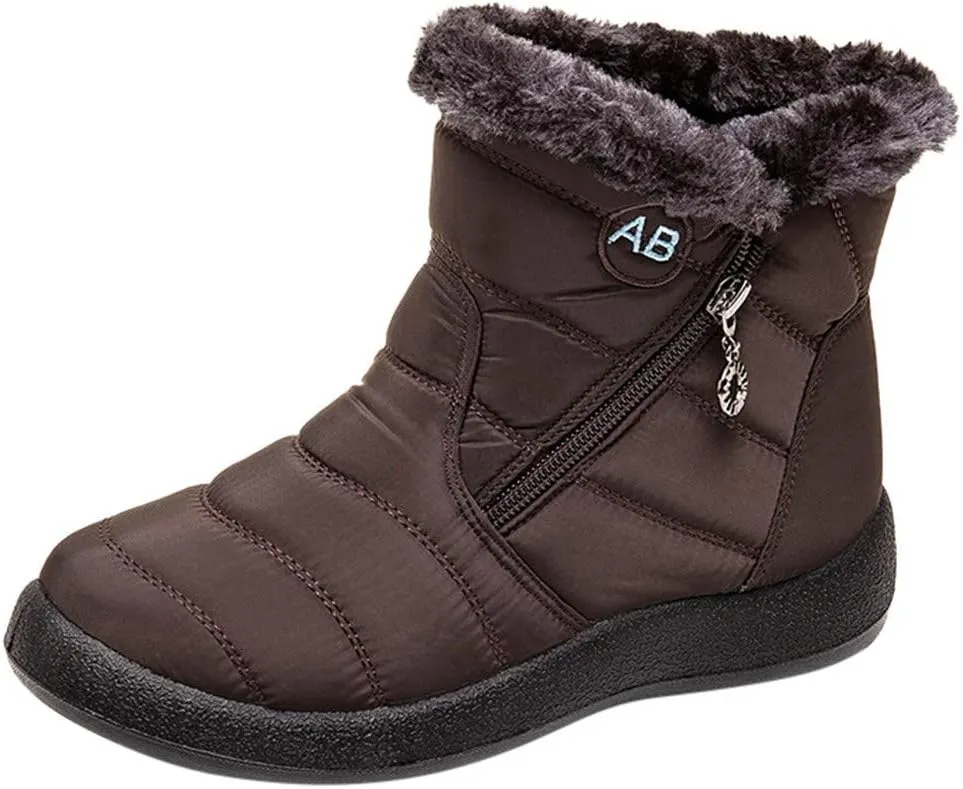 Women's Snow Boots Waterproof Insulated Fur Boots Waterproof Walking Shoes Cold Weather Furry Fluffy Short Snow Boot