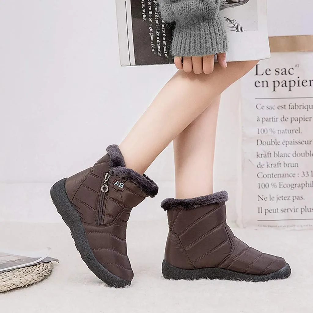 Women's Snow Boots Waterproof Insulated Fur Boots Waterproof Walking Shoes Cold Weather Furry Fluffy Short Snow Boot
