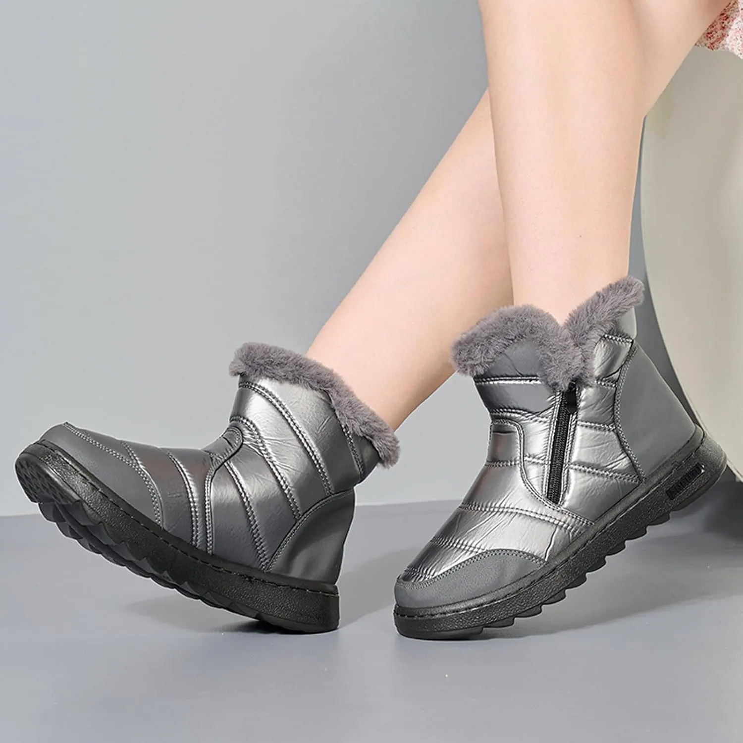 Women's Snow Boots Waterproof Winter Boots Anti-slip Fully Fur Booties Casual Slip on Ankle Boots Thickening Winter Shoes Walking Hiking Booties