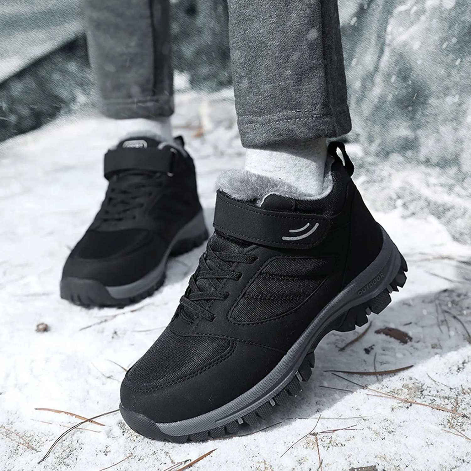 Womens Snow Boots Waterproof Winter Boots Anti-slip Fully Fur Booties Cold Weather Lace Up Ankle Boots Ladies Walking Hiking Booties