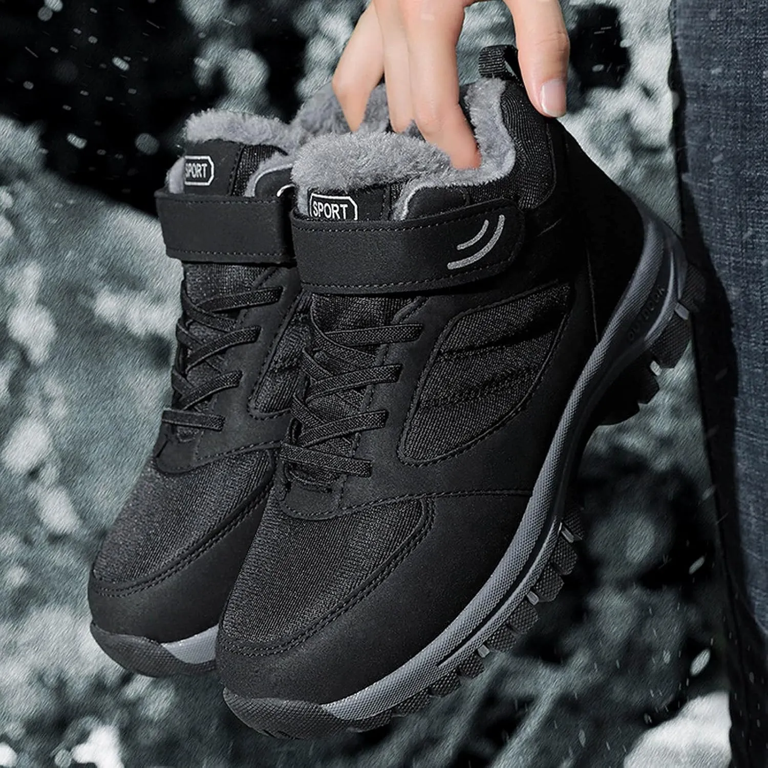 Womens Snow Boots Waterproof Winter Boots Anti-slip Fully Fur Booties Cold Weather Lace Up Ankle Boots Ladies Walking Hiking Booties