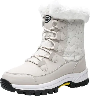 Womens Snow Boots Waterproof Winter Boots Anti-slip Warm Fur Booties Winter Warm Outdoor Ankle Boots Ladies Walking Hiking Booties