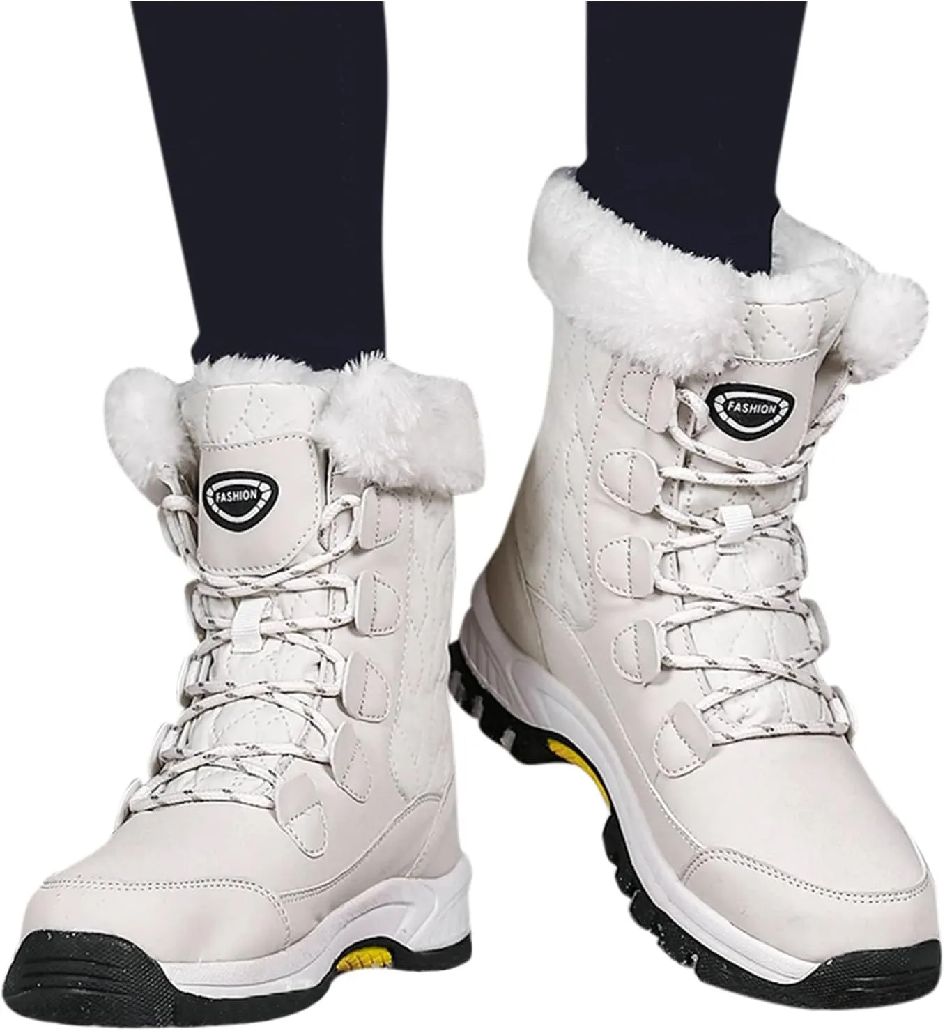 Womens Snow Boots Waterproof Winter Boots Anti-slip Warm Fur Booties Winter Warm Outdoor Ankle Boots Ladies Walking Hiking Booties