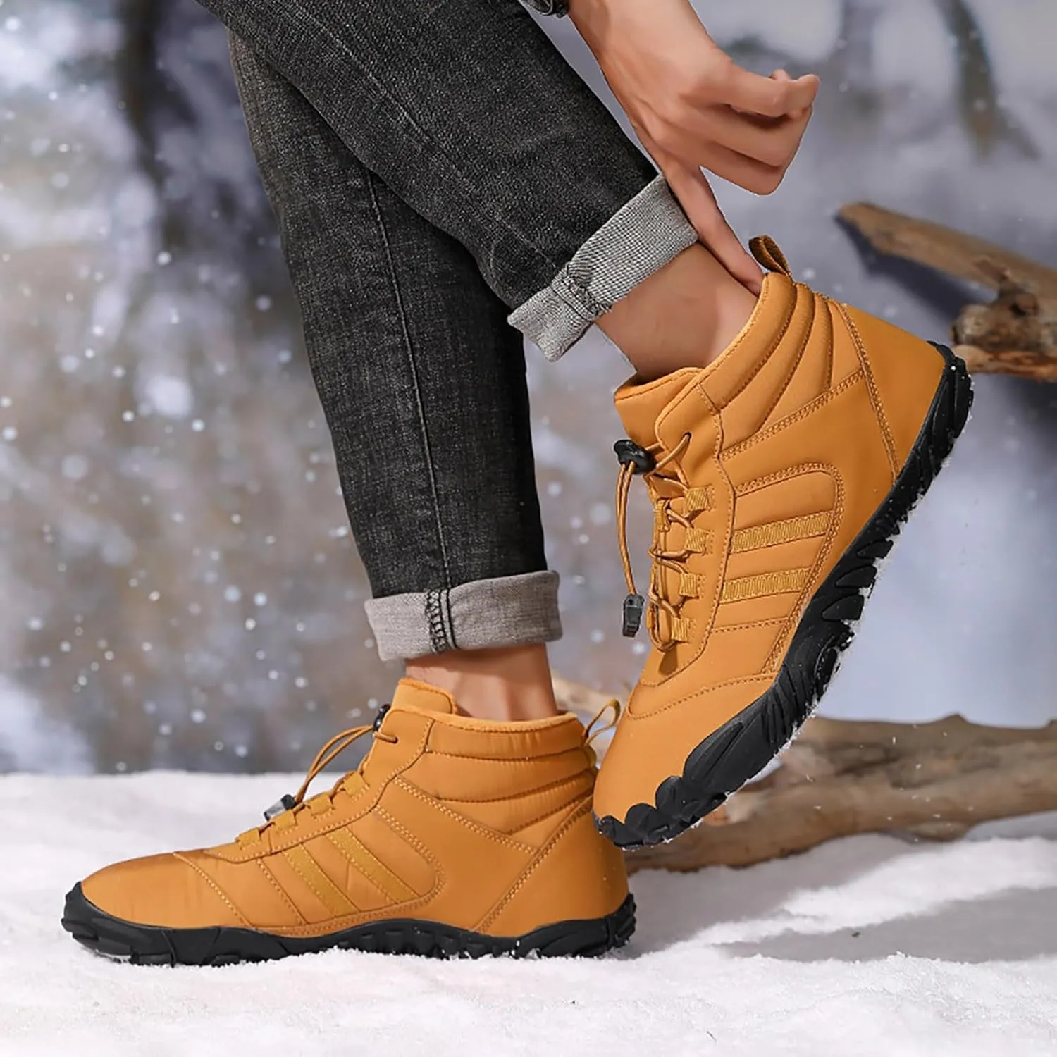 Womens Snow Boots Waterproof Winter Boots Lace Up Anti-slip Fur Lined Booties Winter Casual Slip on Ankle Boots Comfortable Winter Shoes Trekking Hiking Boots