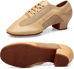 Women's Social Dance Shoes Breathable Lightweight Beginners Rubber Sole Outdoor Performance Party Dance Shoes Ballroom Dance Pratice Shoes (Color : Brown-3.5CM/1.37In, Size : 8)
