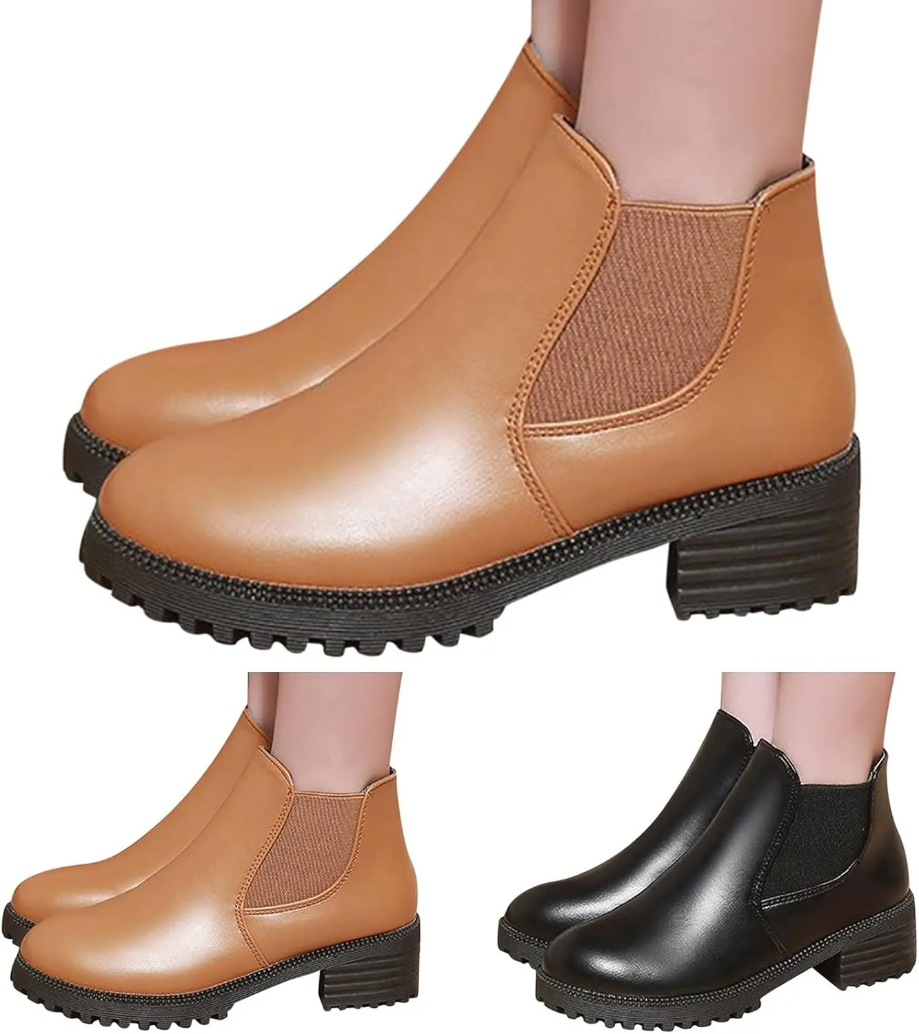 Womens Winter Boots Ankle Flat Booties for Women 2024 Suede Black Boots for Women Cowboy Boot Fashion Closed Head Closed Toe Wide Fit Available