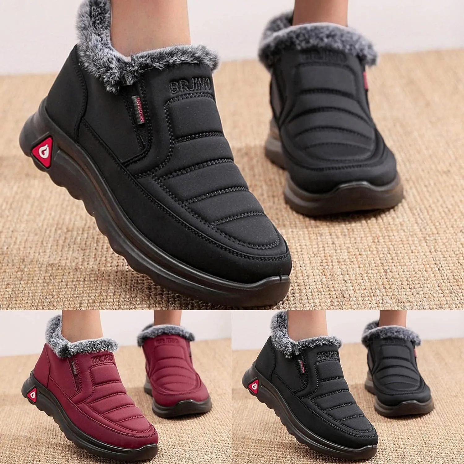 Womens Winter Snow Boots,Women Ankle Booties Warm Fur Lined Waterproof Insulated Slip On Outdoor Shoes,Platform Winter Snow Boots for Women Arch Support Comfortable Walking Shoes