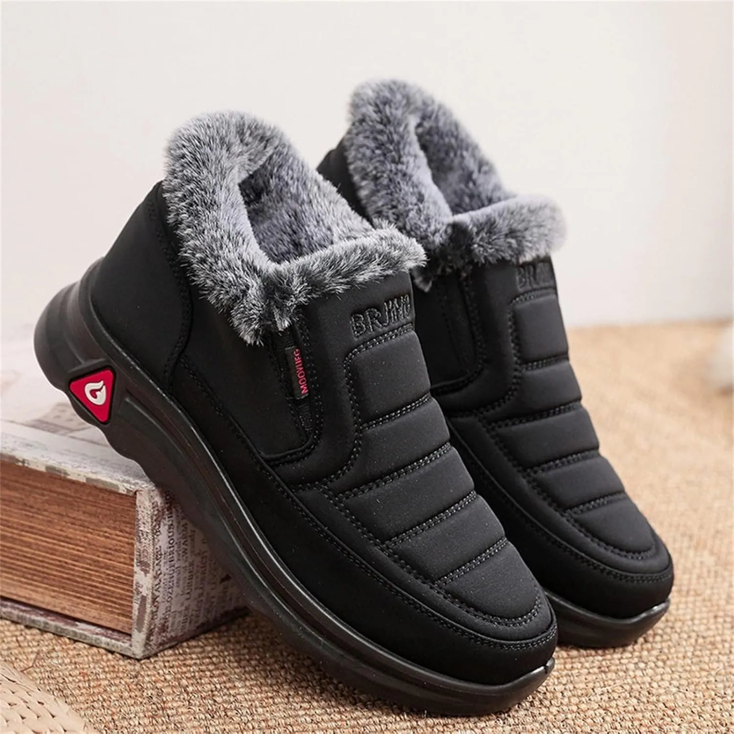 Womens Winter Snow Boots,Women Ankle Booties Warm Fur Lined Waterproof Insulated Slip On Outdoor Shoes,Platform Winter Snow Boots for Women Arch Support Comfortable Walking Shoes