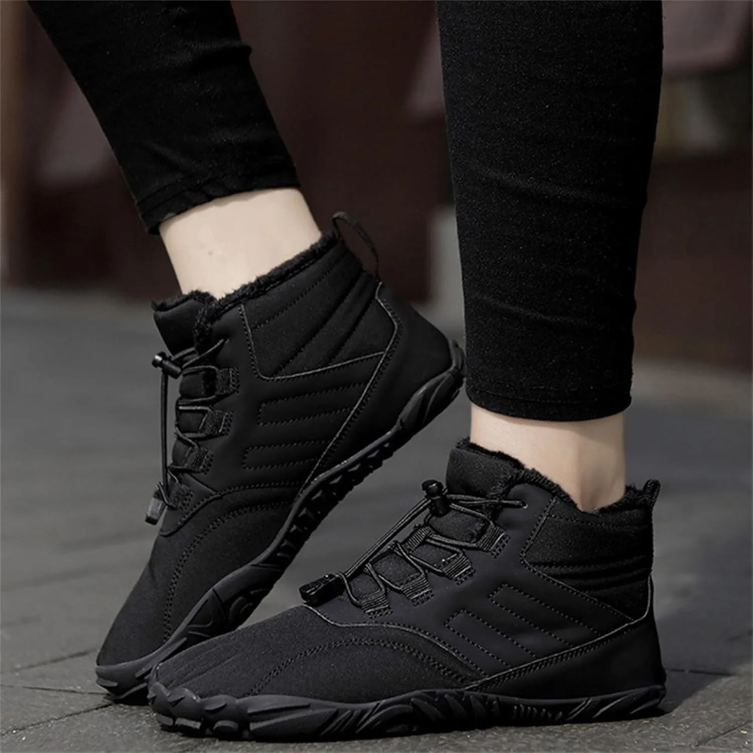Work Boots for Men Cowboy Style Hiking Sneakers Shoes with Fur Lined Working Shoes for Women Wide Width Waterproof Platform Shoes Work Hike Grounded Footwear
