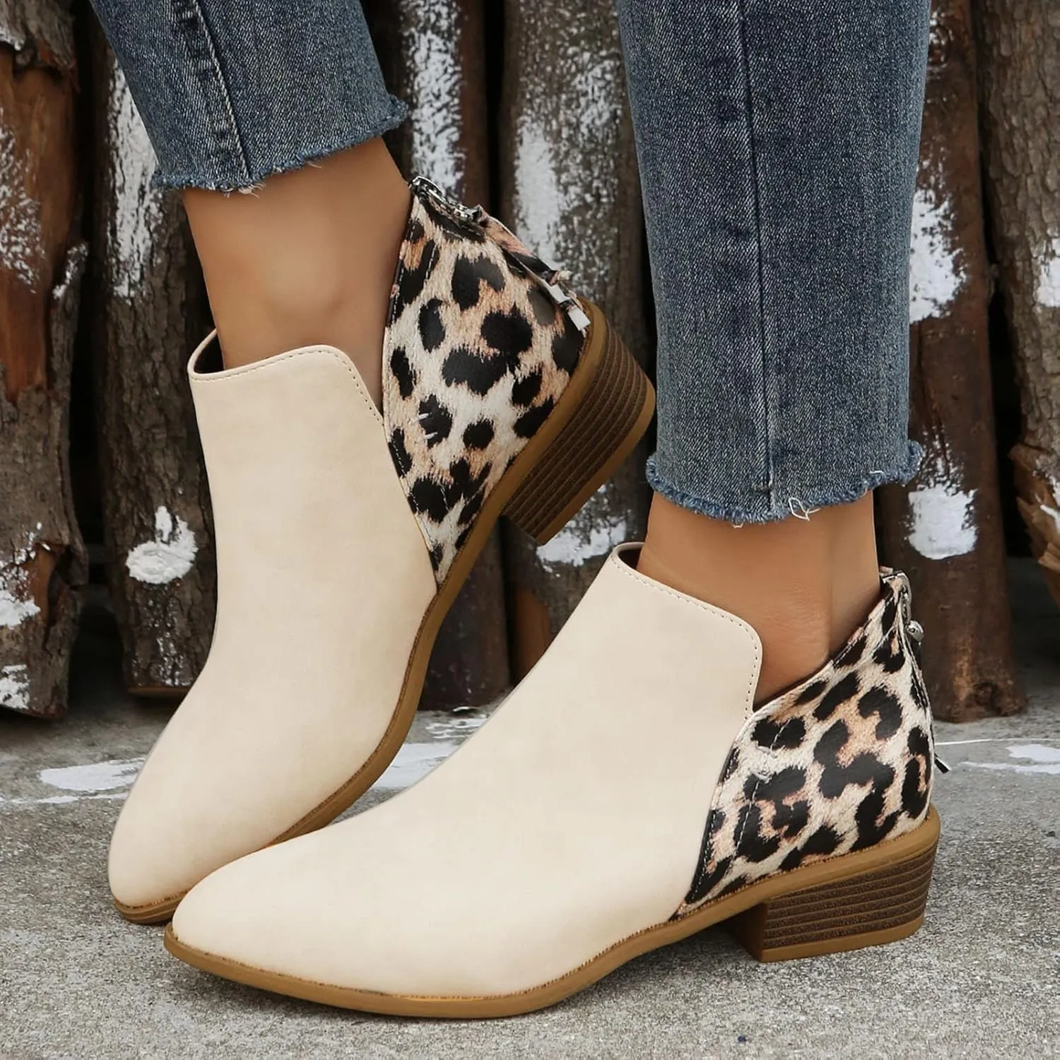 Work Boots for Women Ankle Short Booties for Women Women Cowboy Boots Wide Width Womens Hiking Boot Lightweight Breathable Side Zipper Pointd Toe Suede