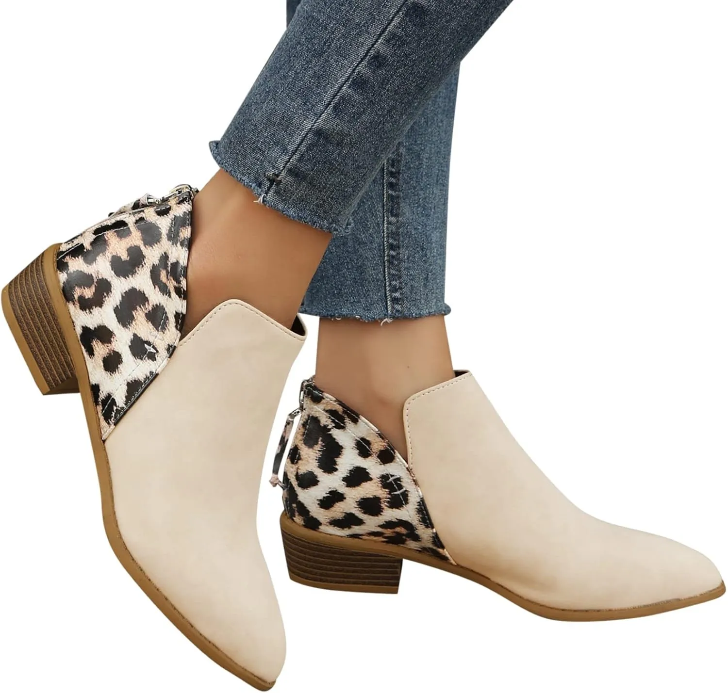 Work Boots for Women Ankle Short Booties for Women Women Cowboy Boots Wide Width Womens Hiking Boot Lightweight Breathable Side Zipper Pointd Toe Suede