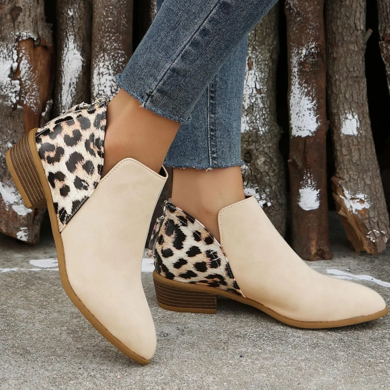 Work Boots for Women Ankle Short Booties for Women Women Cowboy Boots Wide Width Womens Hiking Boot Lightweight Breathable Side Zipper Pointd Toe Suede