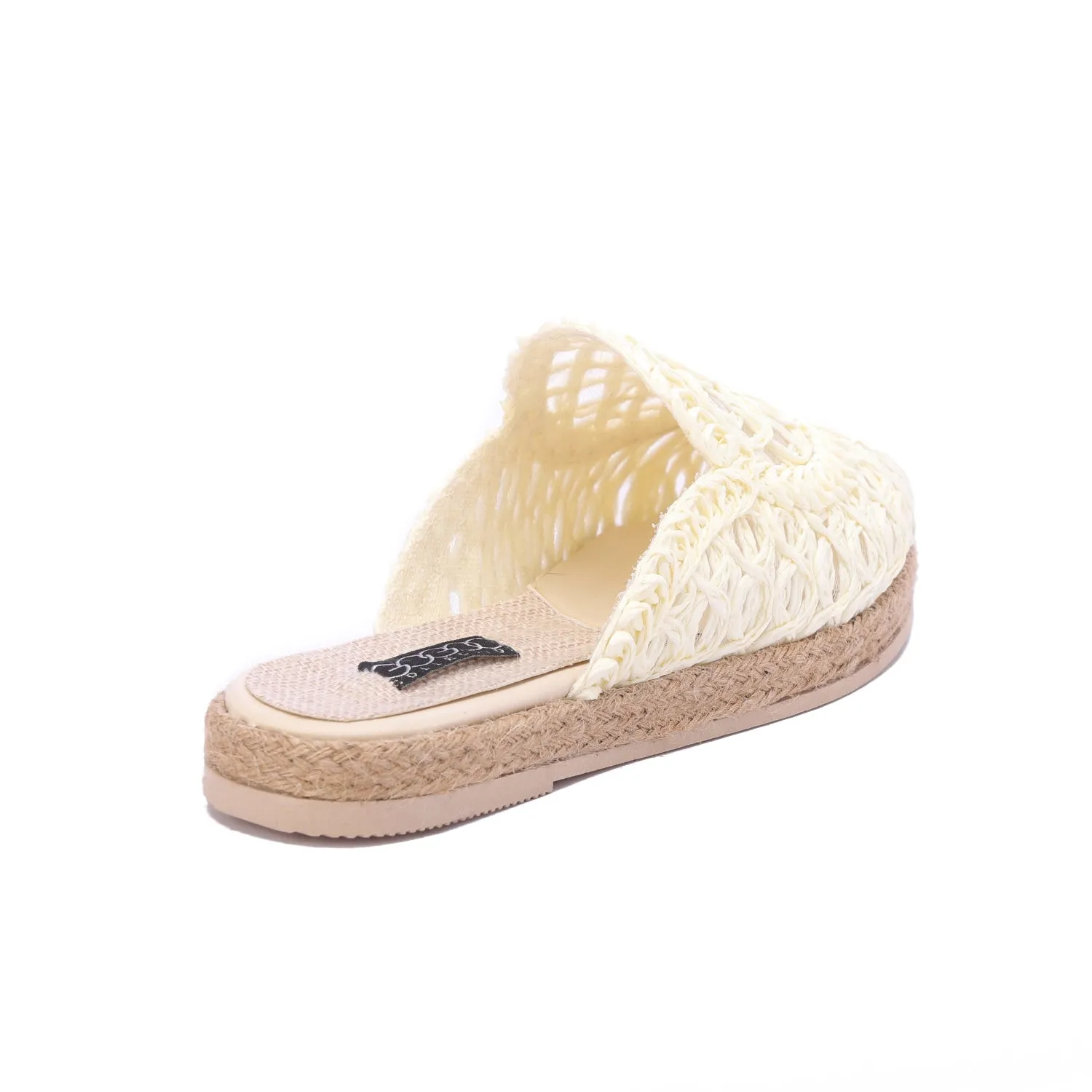 Woven Raffia Espadrille Mules-Beige