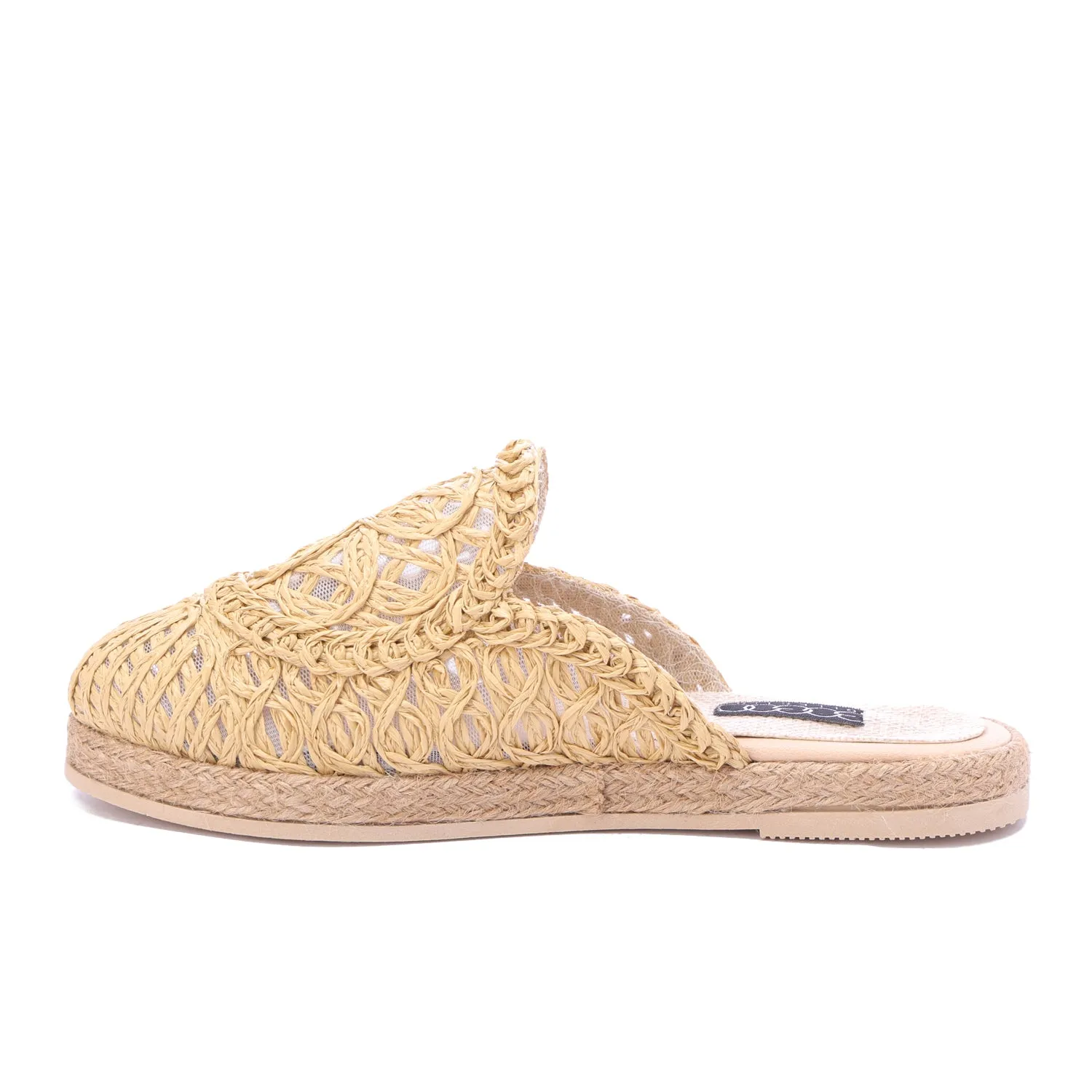 Woven Raffia Espadrille Mules-Cafe