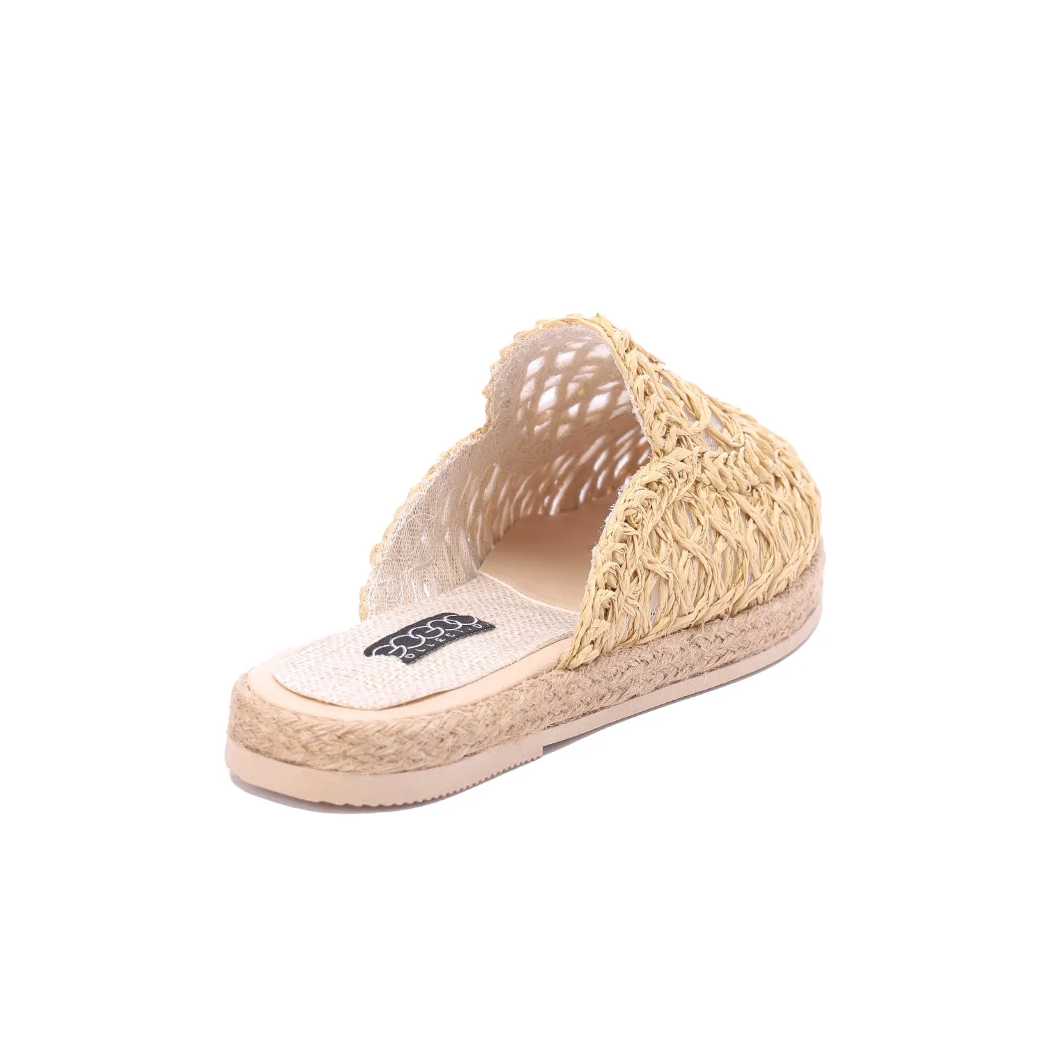 Woven Raffia Espadrille Mules-Cafe