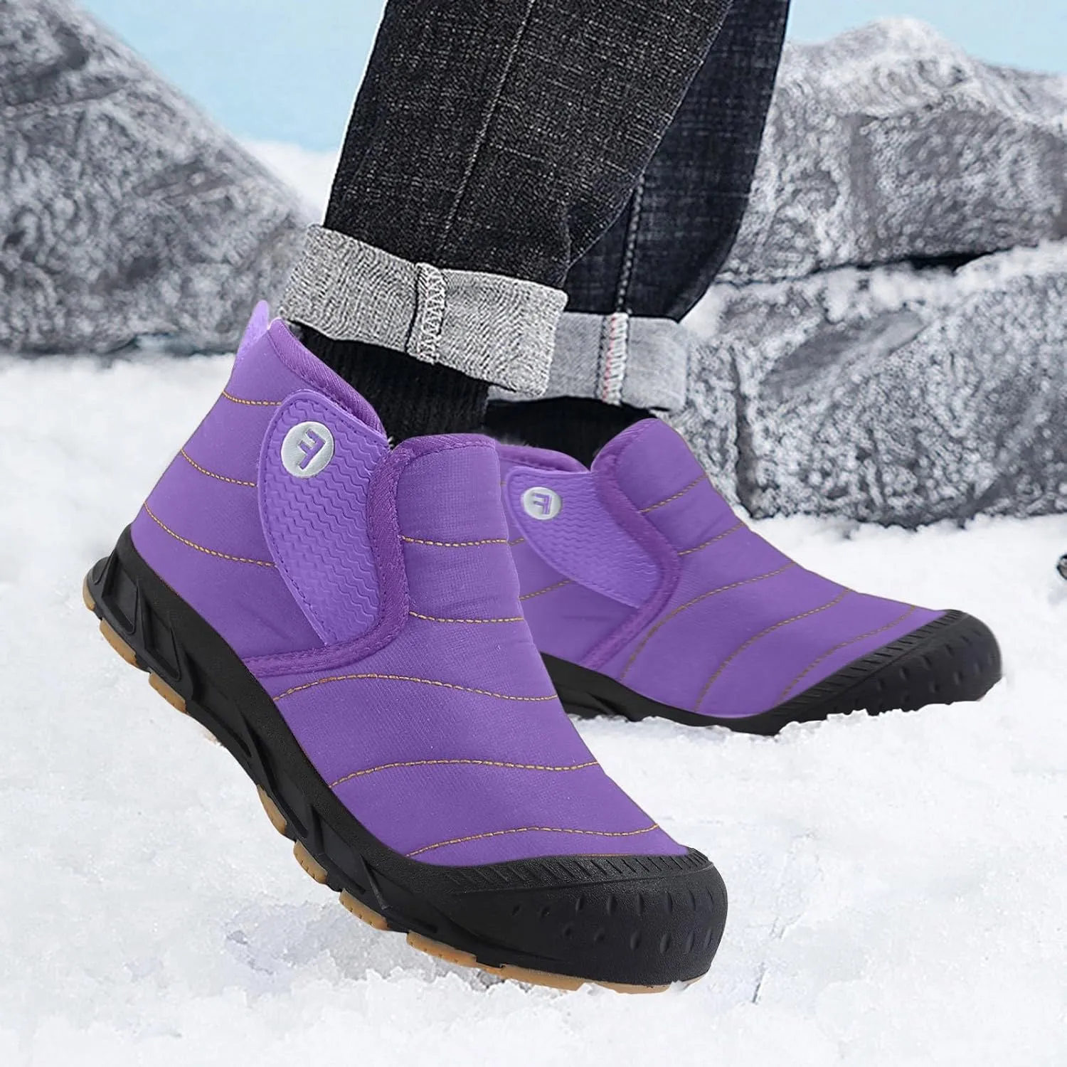 Yanzhenglip Winter Wide Toe Barefoot Hiking Shoes Boots, Non-Slip Waterproof Outdoor Running Boots Snow Boots