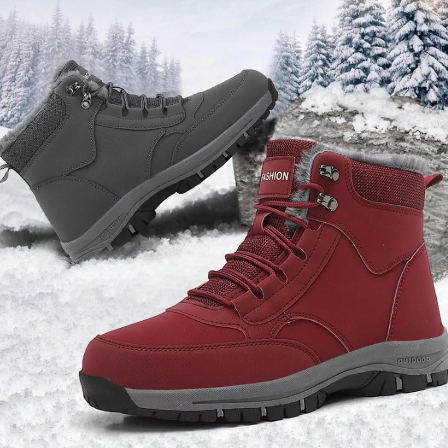 Yanzhenglip Winter Wide Toe Barefoot Hiking Shoes Boots, Non-Slip Waterproof Outdoor Running Boots Snow Boots