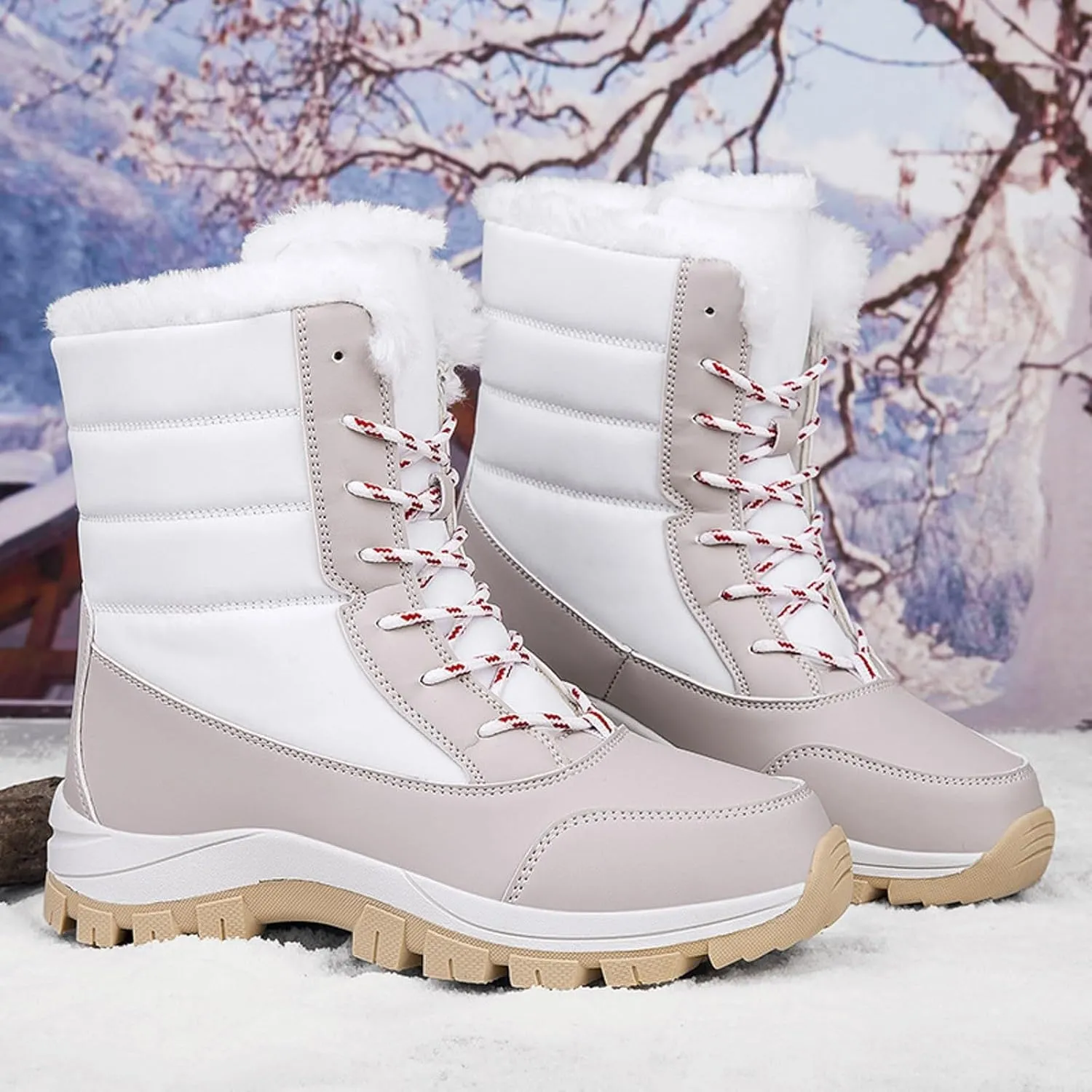 Yanzhenglip Winter Wide Toe Barefoot Hiking Shoes Boots, Non-Slip Waterproof Outdoor Running Boots Snow Boots