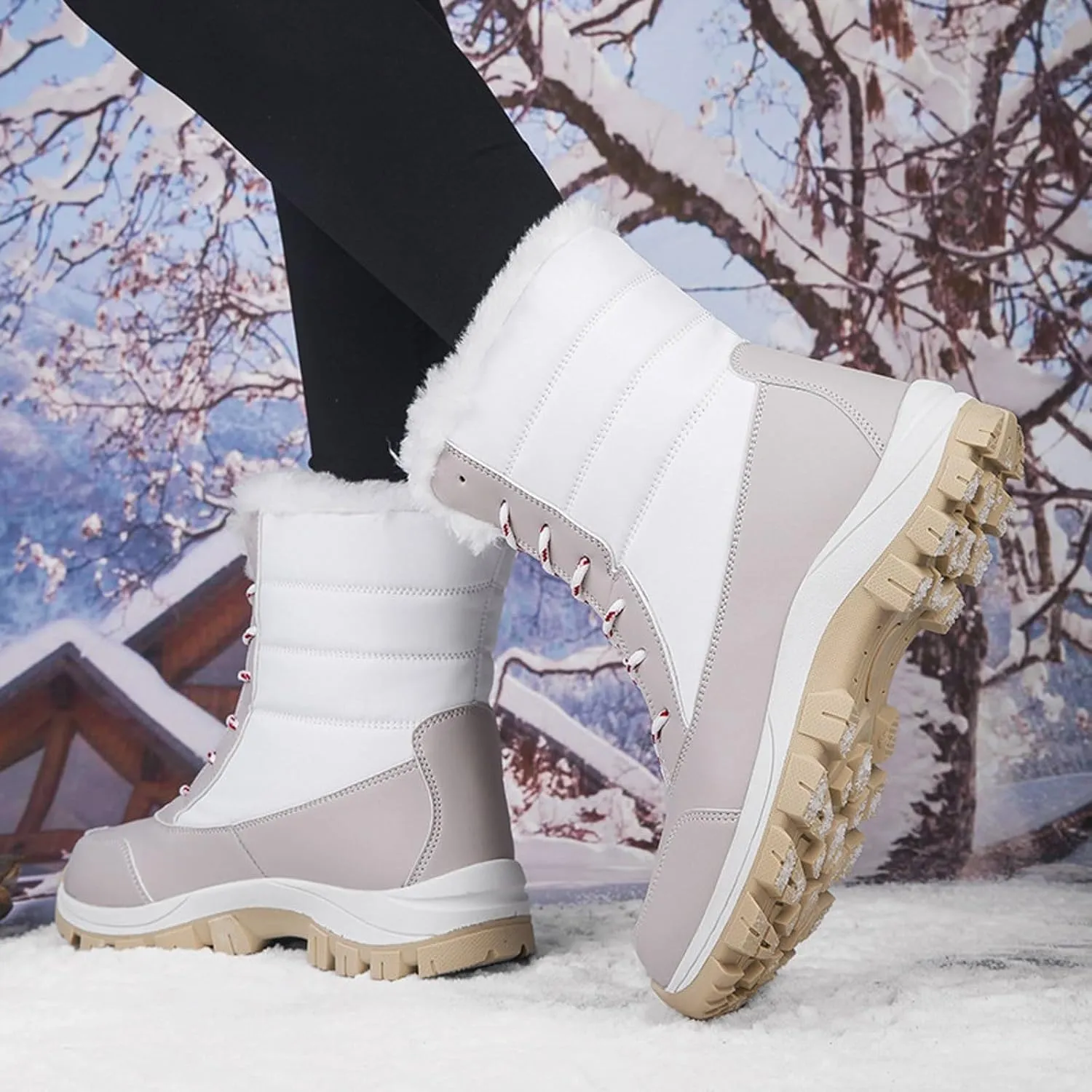 Yanzhenglip Winter Wide Toe Barefoot Hiking Shoes Boots, Non-Slip Waterproof Outdoor Running Boots Snow Boots