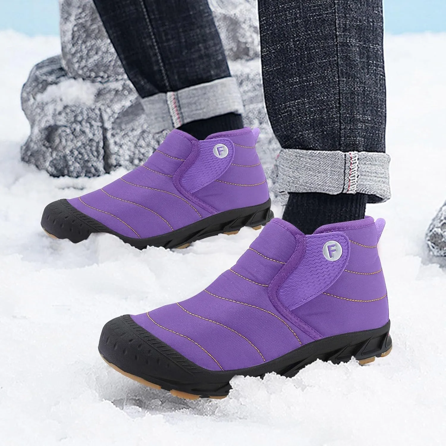 Yanzhenglip Winter Wide Toe Barefoot Hiking Shoes Boots, Non-Slip Waterproof Outdoor Running Boots Snow Boots