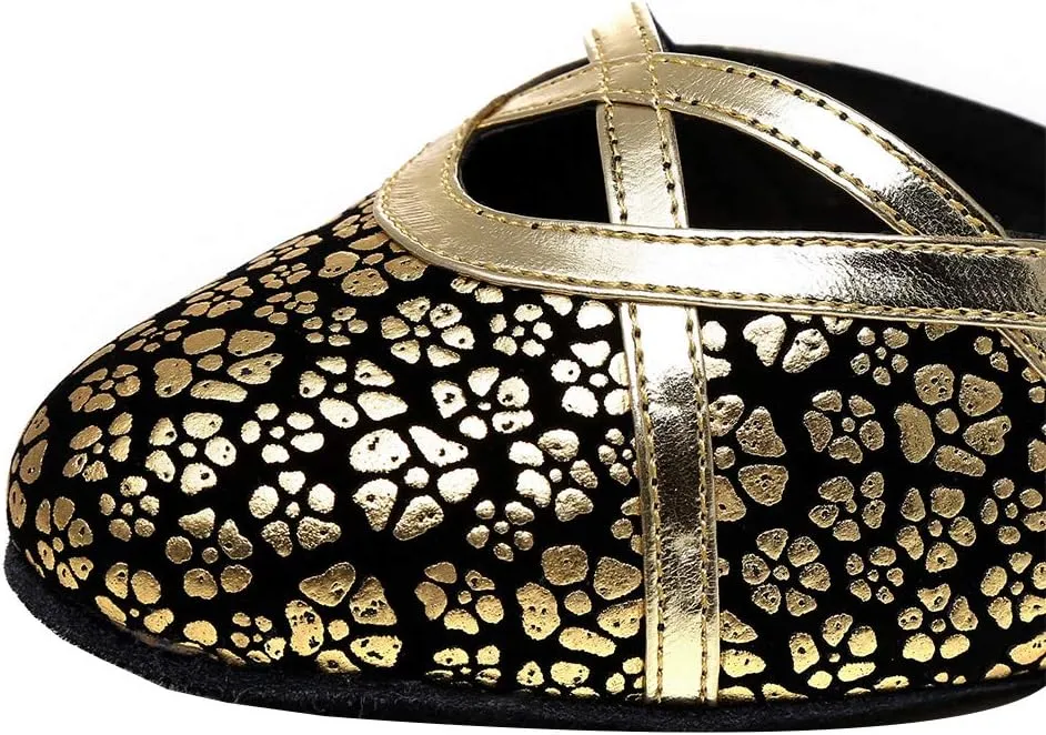 YKXLM Professional Latin Dance Shoes for Women Closed Toe Ballroom Character Practice Dance Shoes,Modle YCL323