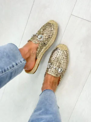 Zelda Crystal Detail Woven Espadrilles